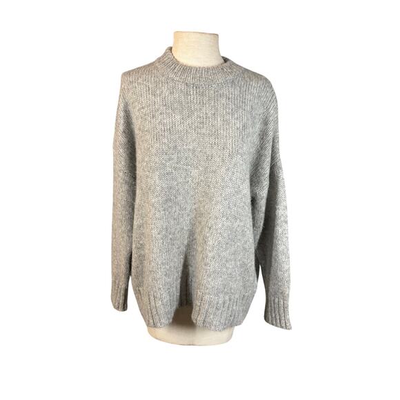 Jenni Kayne Alpaca Cocoon Crewneck Sweater Gray Oversized XXS Minimalist Luxury - Picture 4 of 12